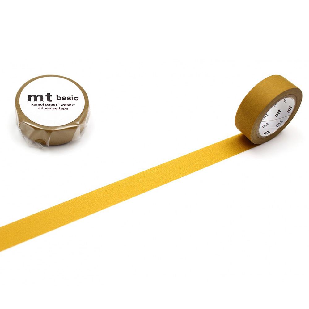 MT Basic Washi Tape Matte Mustard 7m — roll front