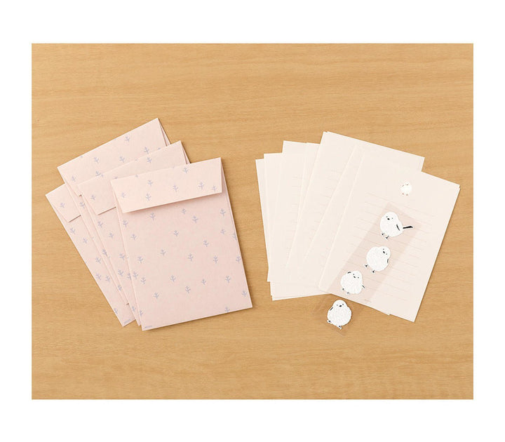 Midori Letter Set With Long-Tailed Tit Stickers — detail view