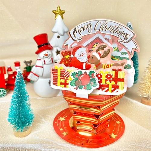 D'Won Merry Christmas Santa Rudolph Pop-up Card — side view