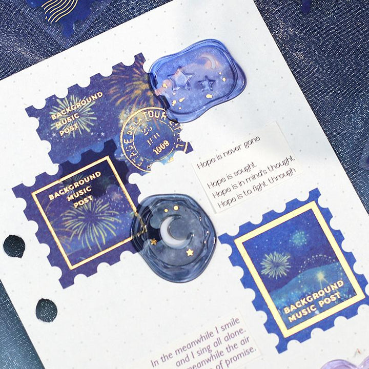 BGM Post Office Galaxy Tour Flake Seal — in use