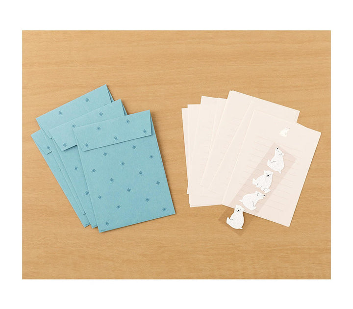Midori Letter Set With Polar Bear Stickers — with packaging