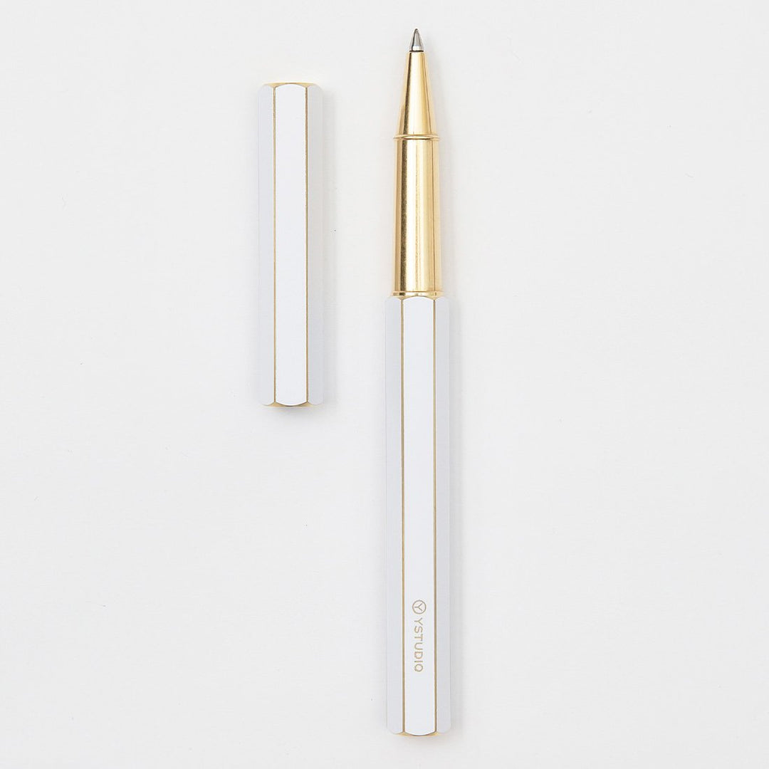 Ystudio Classic Revolve Rollerball Pen - White — barrel detail