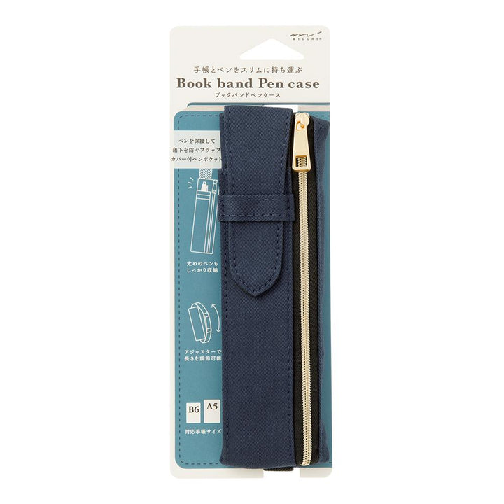 Midori Book Band Pen Case For B6 A5 Notebook Khaki — in use