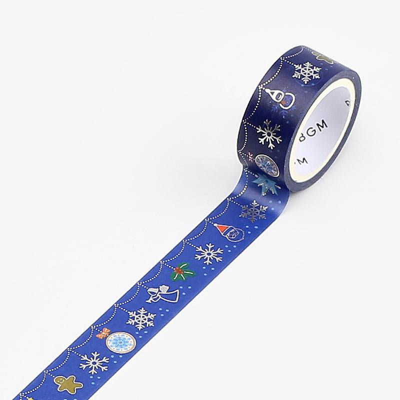 BGM Christmas Snow Ornaments Masking Tape — roll front