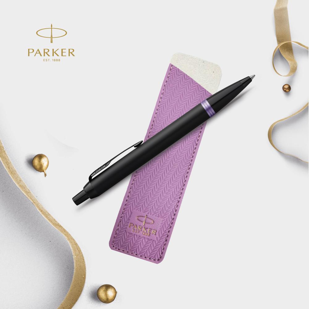 Parker IM Vibrant Rings Ballpoint Pens Gift Set with Matching Pen Sleeves — flat lay