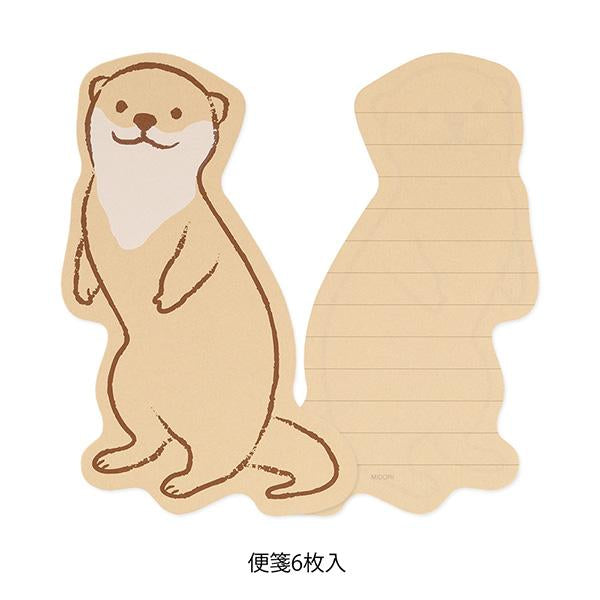 Midori Letter Set Die-Cut Animal - Otter Pattern — side view