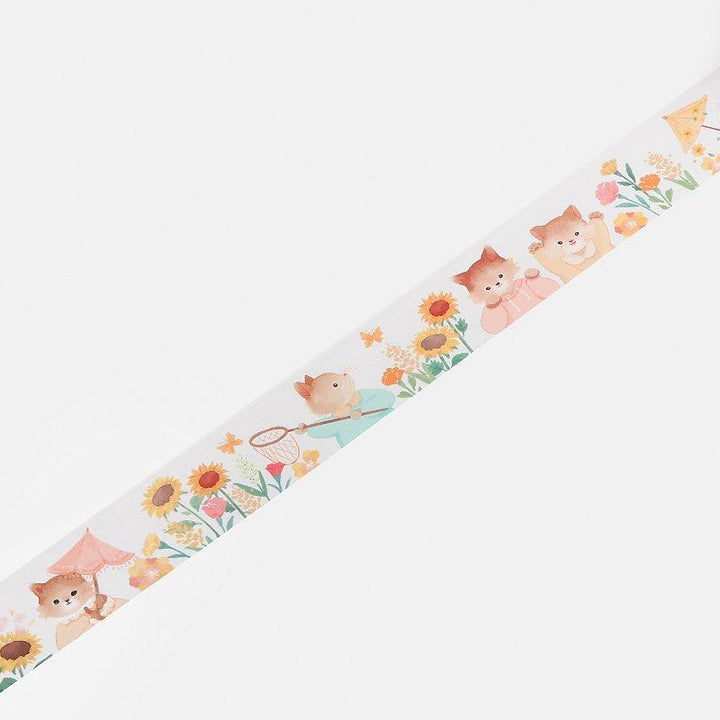 BGM Sunflower Cat Clear Tape — applied on surface