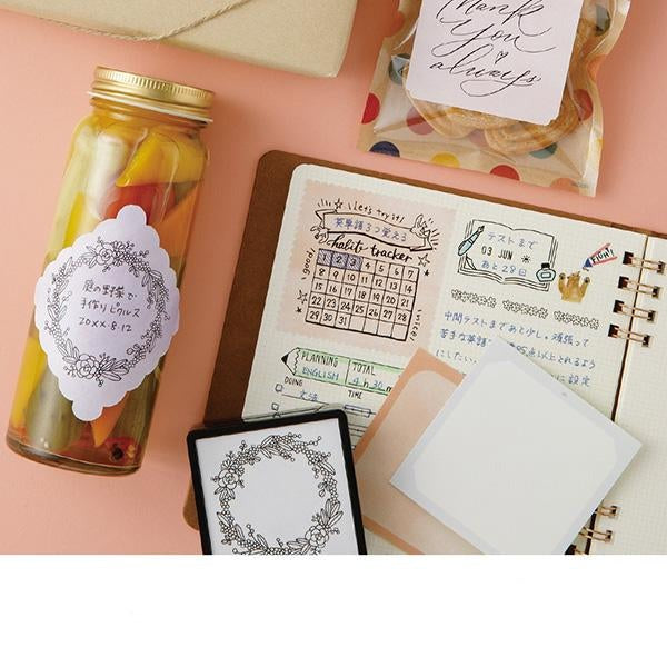 Midori Stickers Book For Pre-Inked Stamp - Warm Colors — close-up