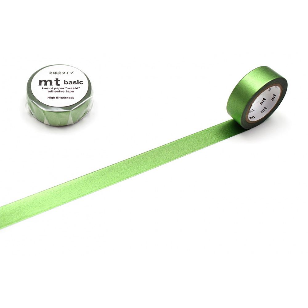 MT Basic Washi Tape High Brightness Yellow Green 7m — roll front