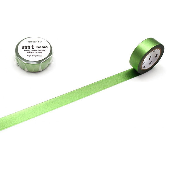 MT Basic Washi Tape High Brightness Yellow Green 7m — roll front