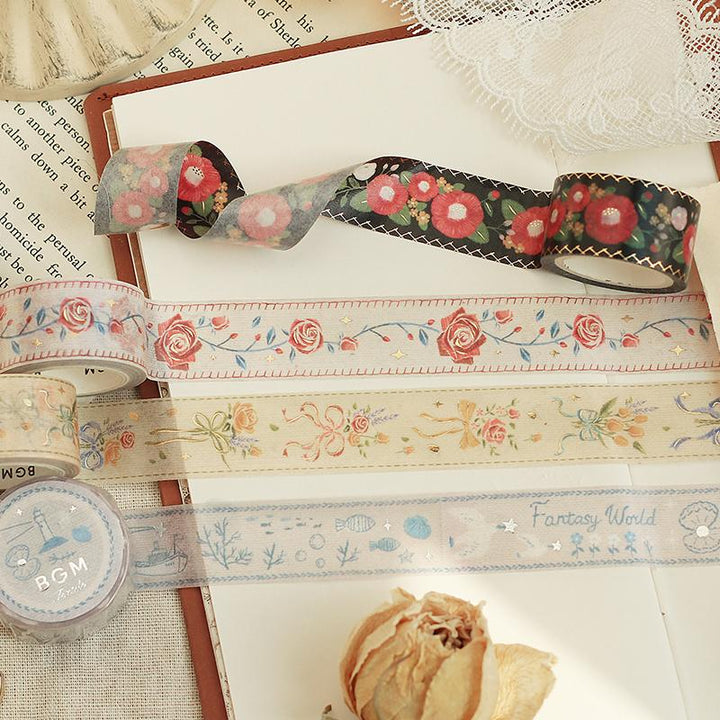 BGM Embroidered Ribbon Harvest Story Washi Tape — with packaging