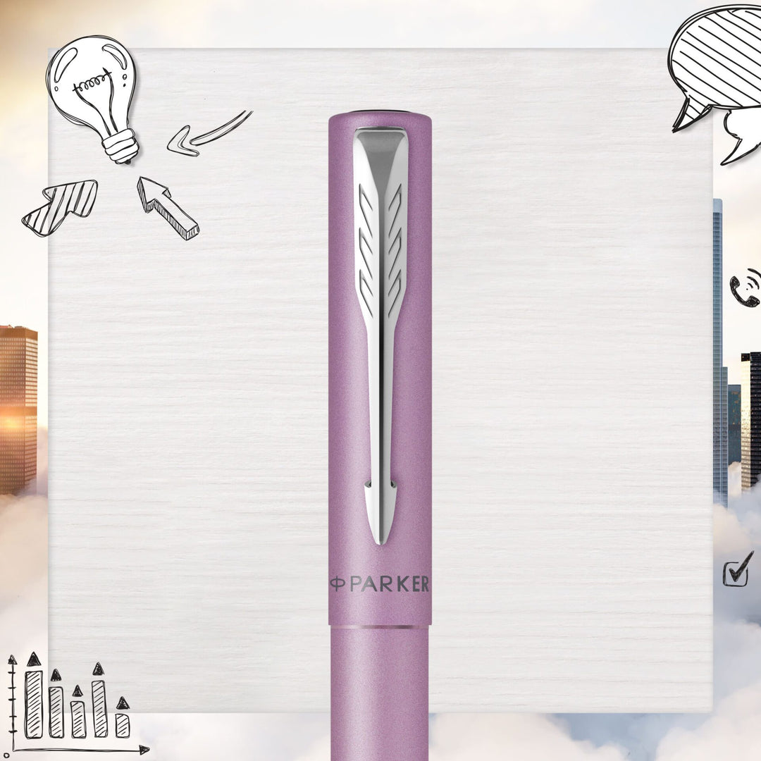 Parker Vector XL Rollerball Pen - Lilac — flat lay