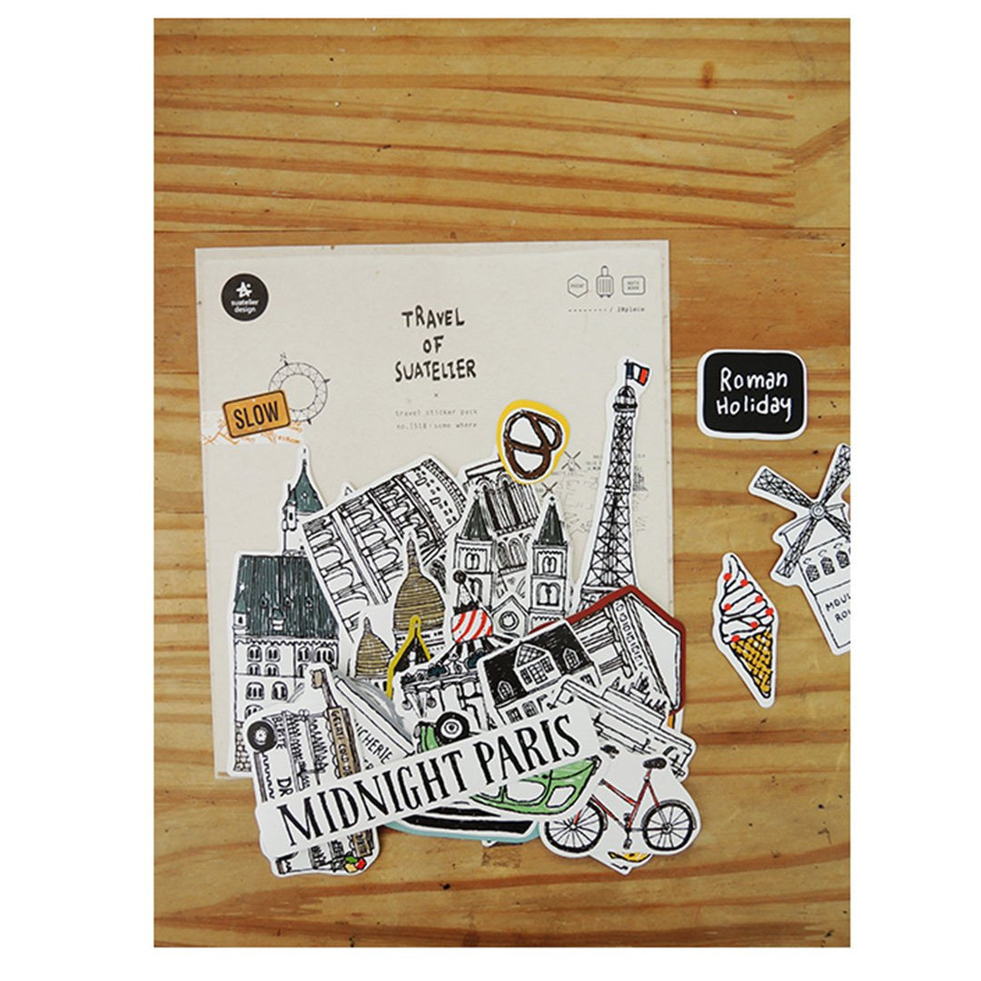 Suatelier Travel Luggage Sticker Pack - Some Where — with packaging