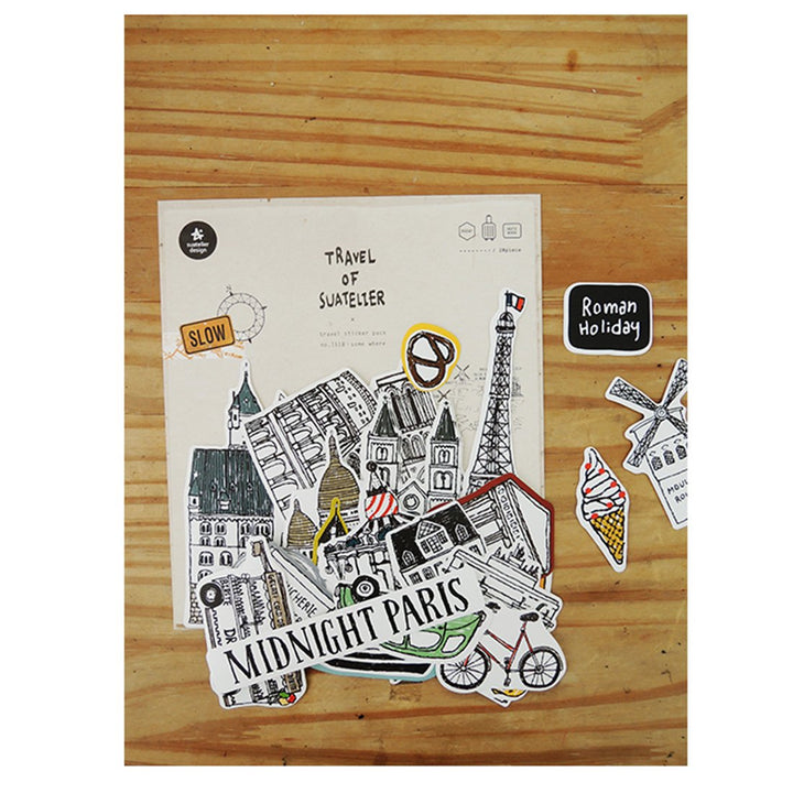 Suatelier Travel Luggage Sticker Pack - Some Where — with packaging