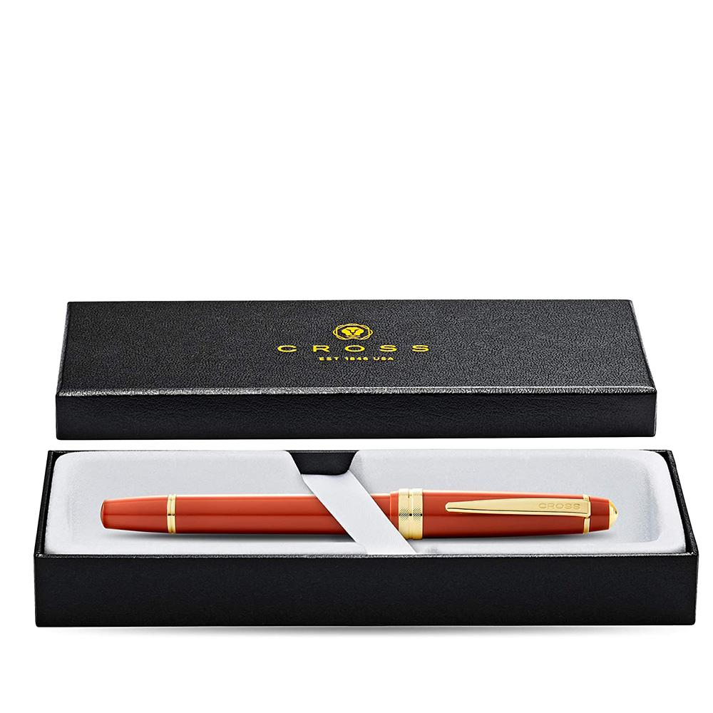 Cross Bailey Light Polished Amber Resin and Gold Tone Rollerball Pen — engraving example