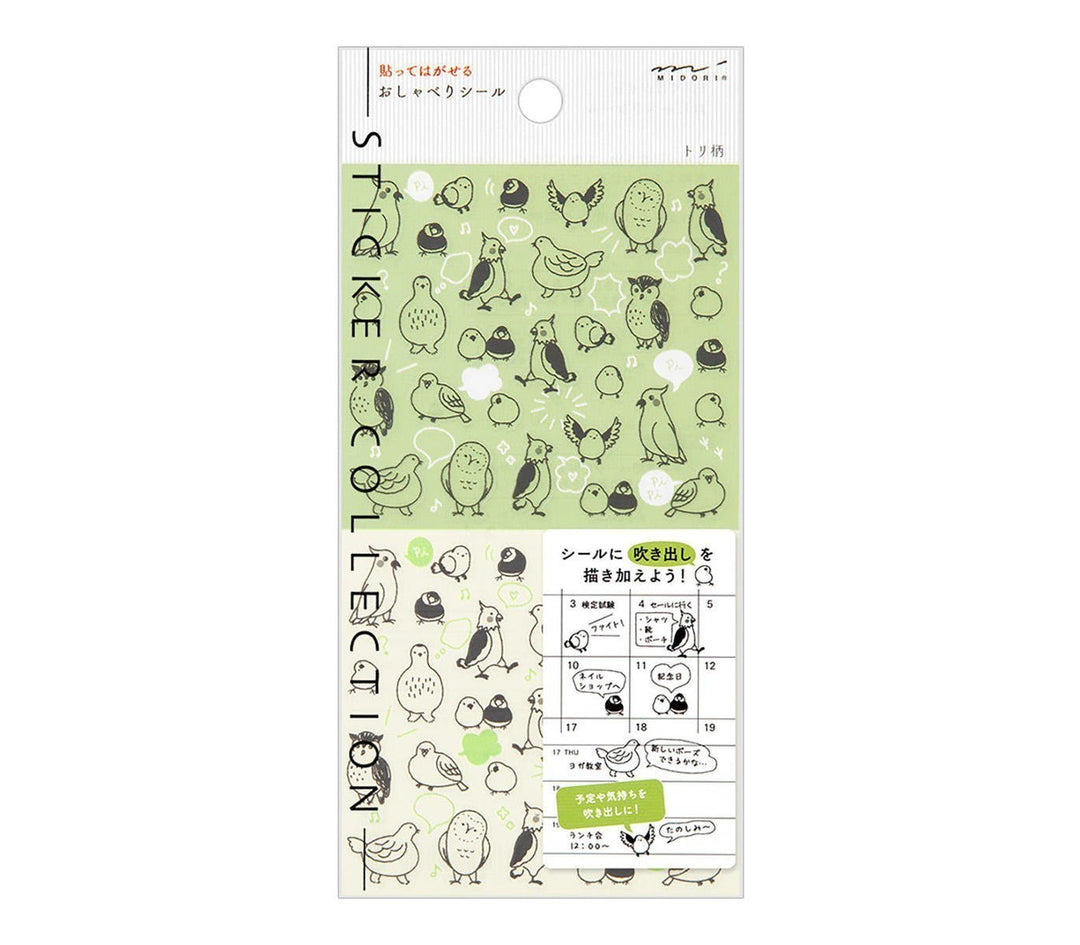 Midori Notebook Stickers - Talking Birds — front view