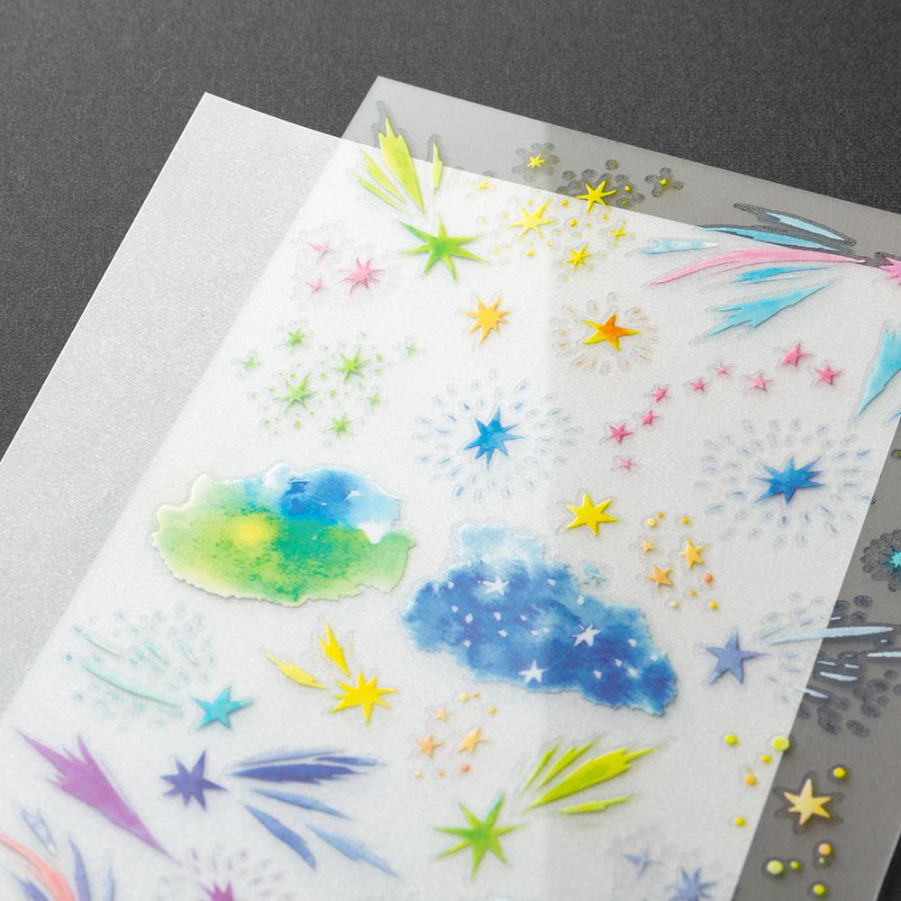 Midori Transfer Sticker - Watercolor Starry Sky — detail view