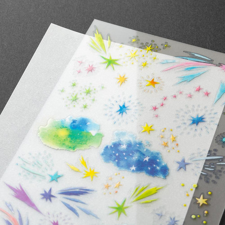 Midori Transfer Sticker - Watercolor Starry Sky — detail view