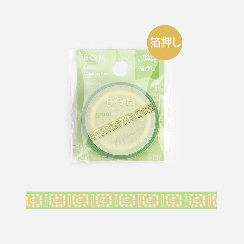 (DC) BGM Green Pattern Masking Tape — roll front