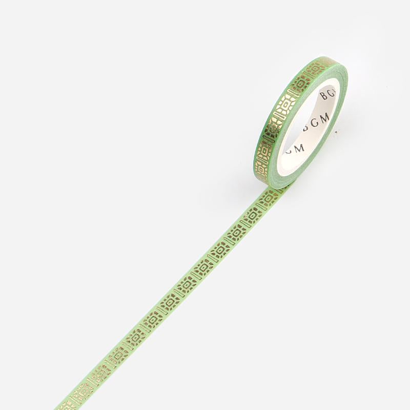 (DC) BGM Green Pattern Masking Tape — pattern detail