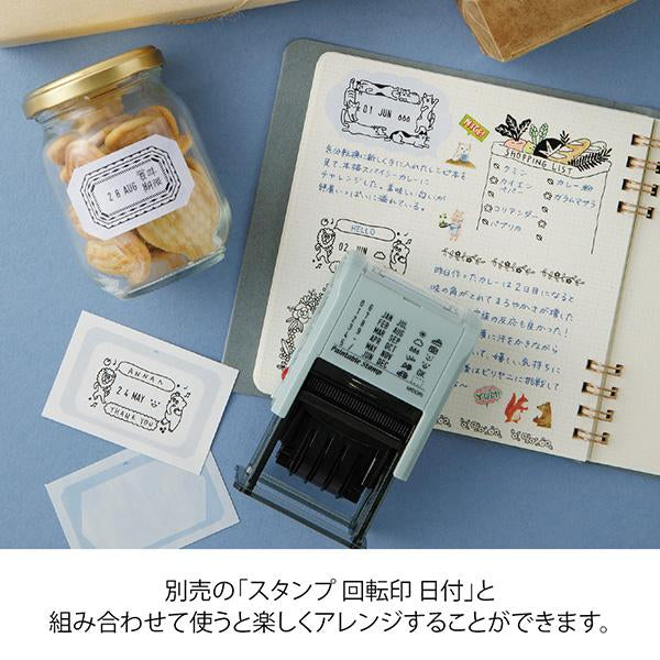 It is a sticker of a size that allows you to press the "stamp rotary stamp date" >> that you can enjoy by pressing the date rotary stamp . A total of 36 sheets of stickers in 9 different shapes, 4 colors each, are included. Please use it not only on notebooks and notebooks, but also on gift packages and bottles.