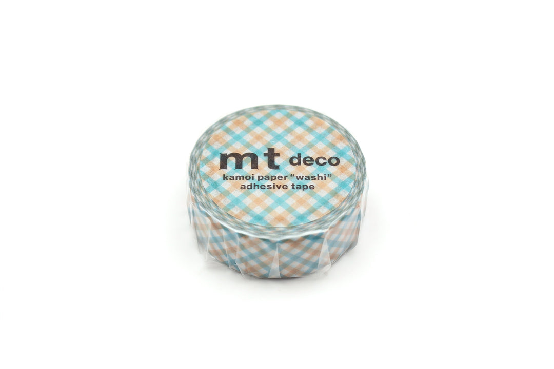 MT Deco Washi Tape - Overlapping Orange Checkered — applied on surface
