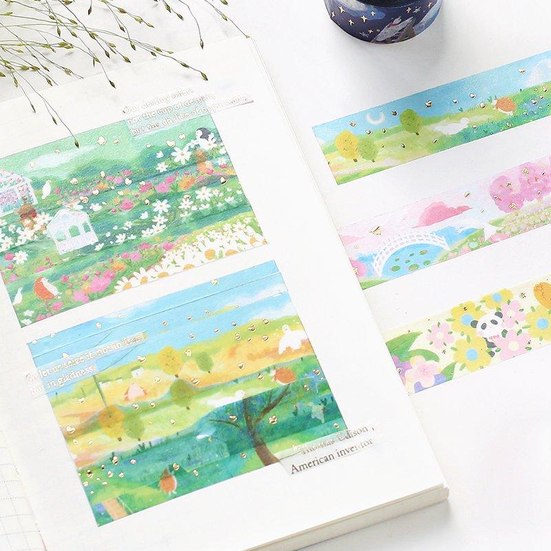 BGM Little World Starry Night Forest Masking Tape — roll side