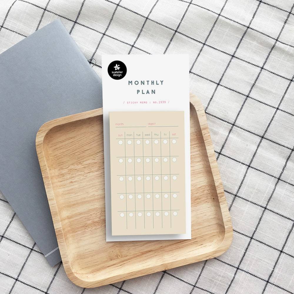 Suatelier Sticky Memo  - Monthly Plan — front view