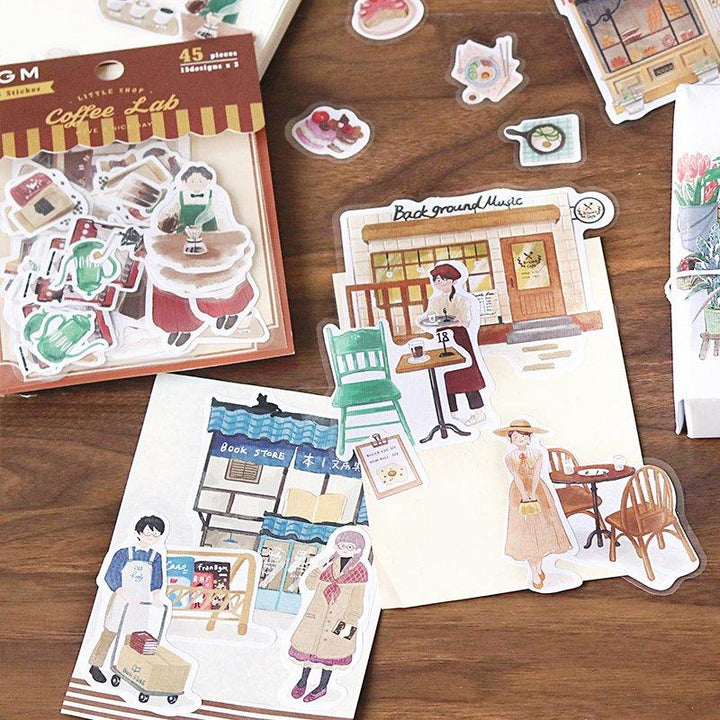 BGM Little Shop / Pastry Shop Linen Sticker — close-up
