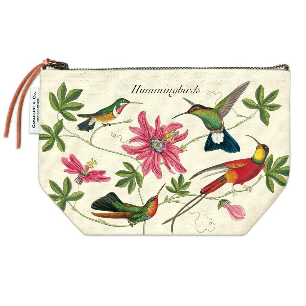 Cavallini Vintage Pouch Hummingbirds — front view