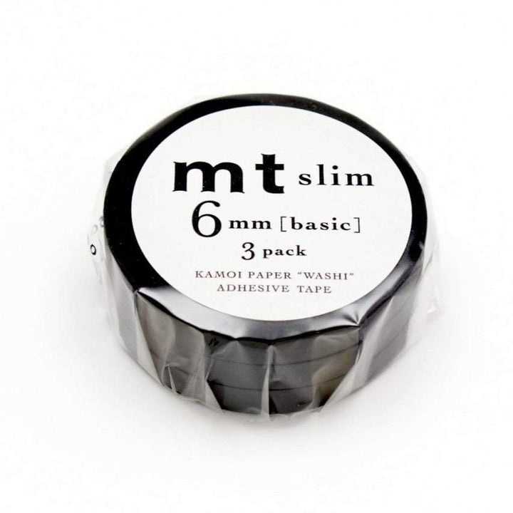 MT Slim 6mm Washi Tape Set J Matte Black (7m) — pattern detail