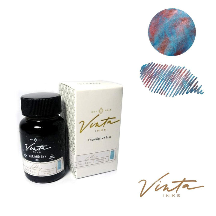 Vinta Inks 30ml Ink Bottle Sea and Sky (Lakbay 1861) — bottle at angle