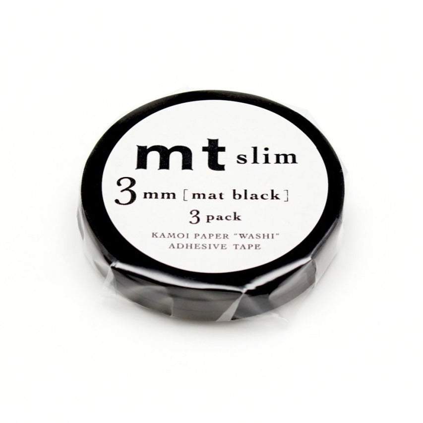 MT Slim 3mm Washi Tape Set - Matte Black (7m) — applied on surface