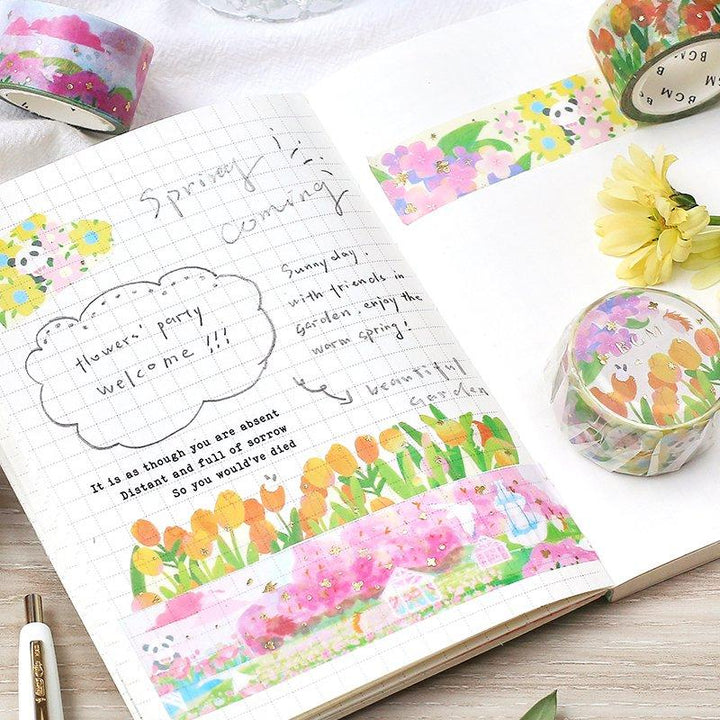 BGM Little World Tulip Garden Masking Tape — roll side