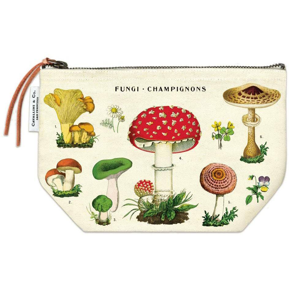 Cavallini Vintage Pouch Mushrooms — front view
