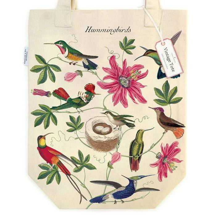 Cavallini Tote Bag Hummingbirds — side view