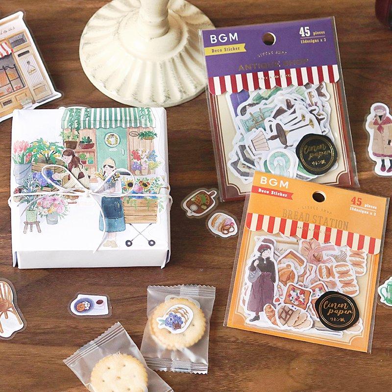 (DC) BGM Little Shop Bakery Linen Sticker — close-up