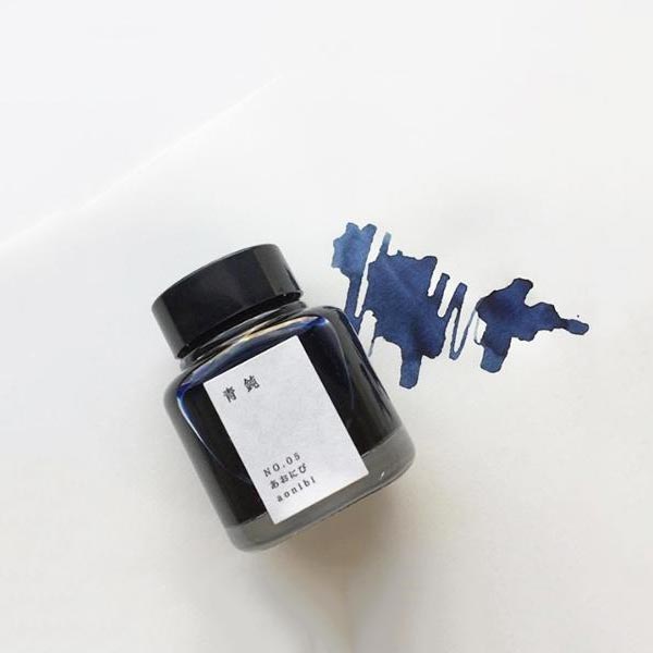 Kyoto Ink Kyo-no-oto 40ml Bottled Ink - Aonibi — colour swatch on paper