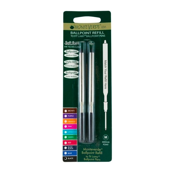 Monteverde Soft Roll Ballpoint Refill To Fit Lamy Ballpoint Pen Black — capped