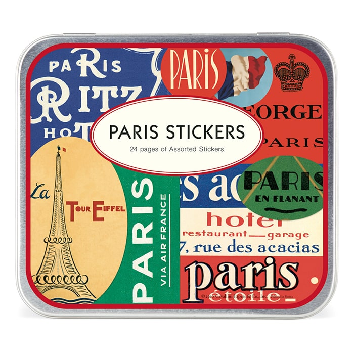 Cavallini Tin Of Labels Paris Sticker — front view