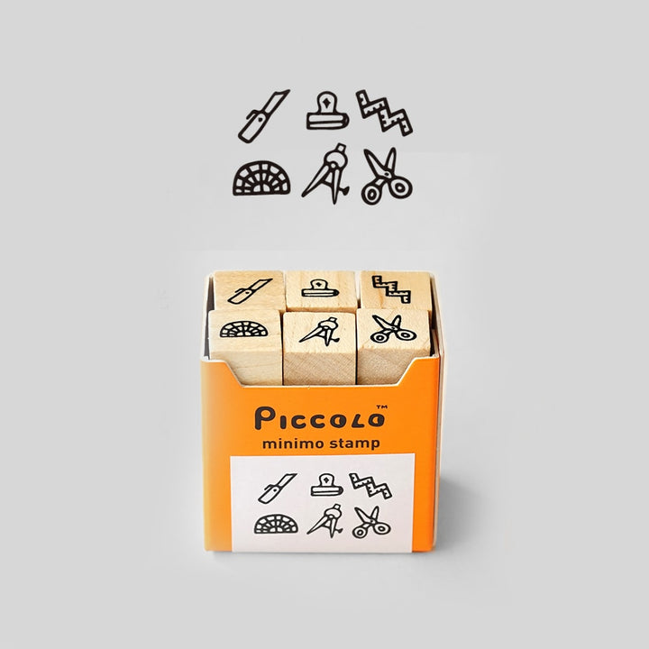 Plain Stationery Minimo Stamp Set - Ruler and knife — front view