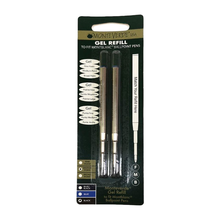 Monteverde Capless Gel Refill To Fit Montblanc Ballpoint Pen (Medium) Black — capped