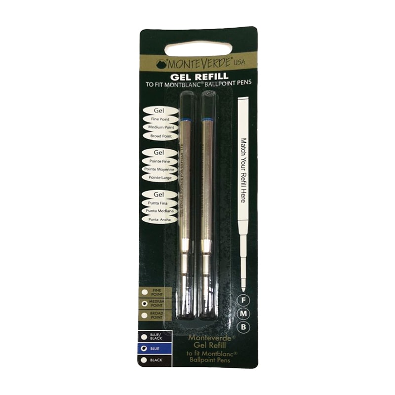 Monteverde Capless Gel Refill To Fit Montblanc Ballpoint Pen (Medium) Blue — capped