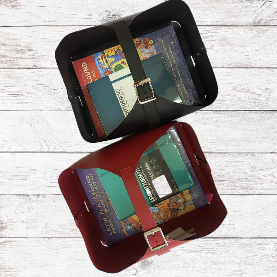 Intempo Leather Magazine Rack — with packaging
