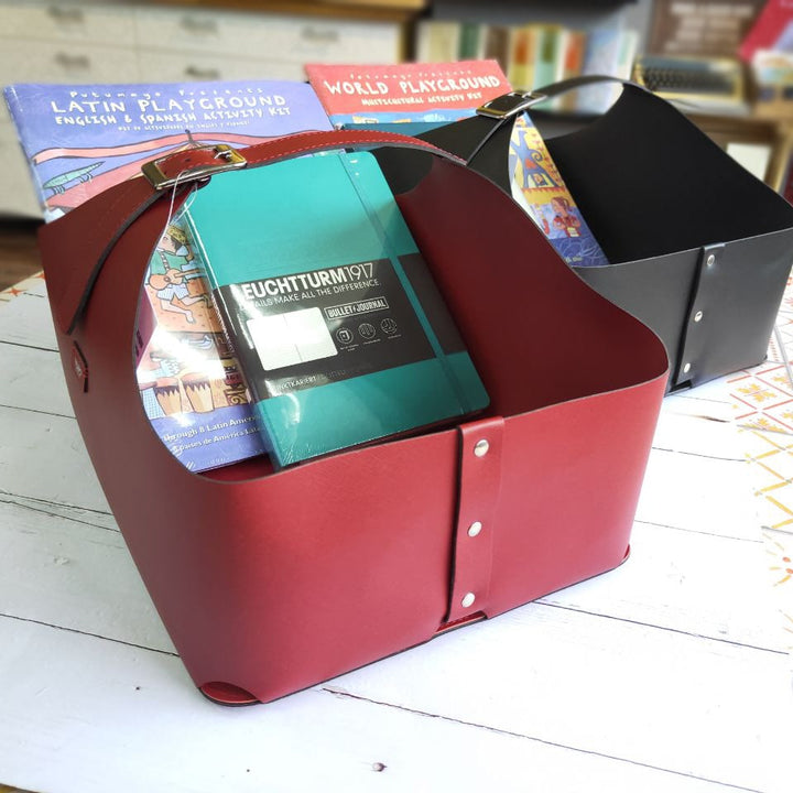 Intempo Leather Magazine Rack — front view
