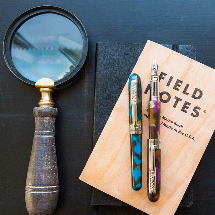 Conklin Minigraph Fountain Pen White Satin — flat lay