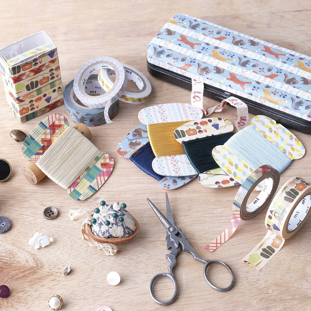 MT EX Washi Tape Embroidery Fox And Squirrel — applied on surface
