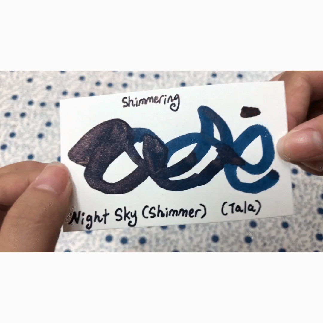 Vinta Inks 30ml Ink Bottle Night Sky, Shimmer (Tala 1980) — colour swatch on paper