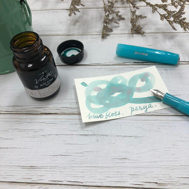 Vinta Inks 30ml Ink Bottle Blue Floss (Perya 1820) — bottle at angle