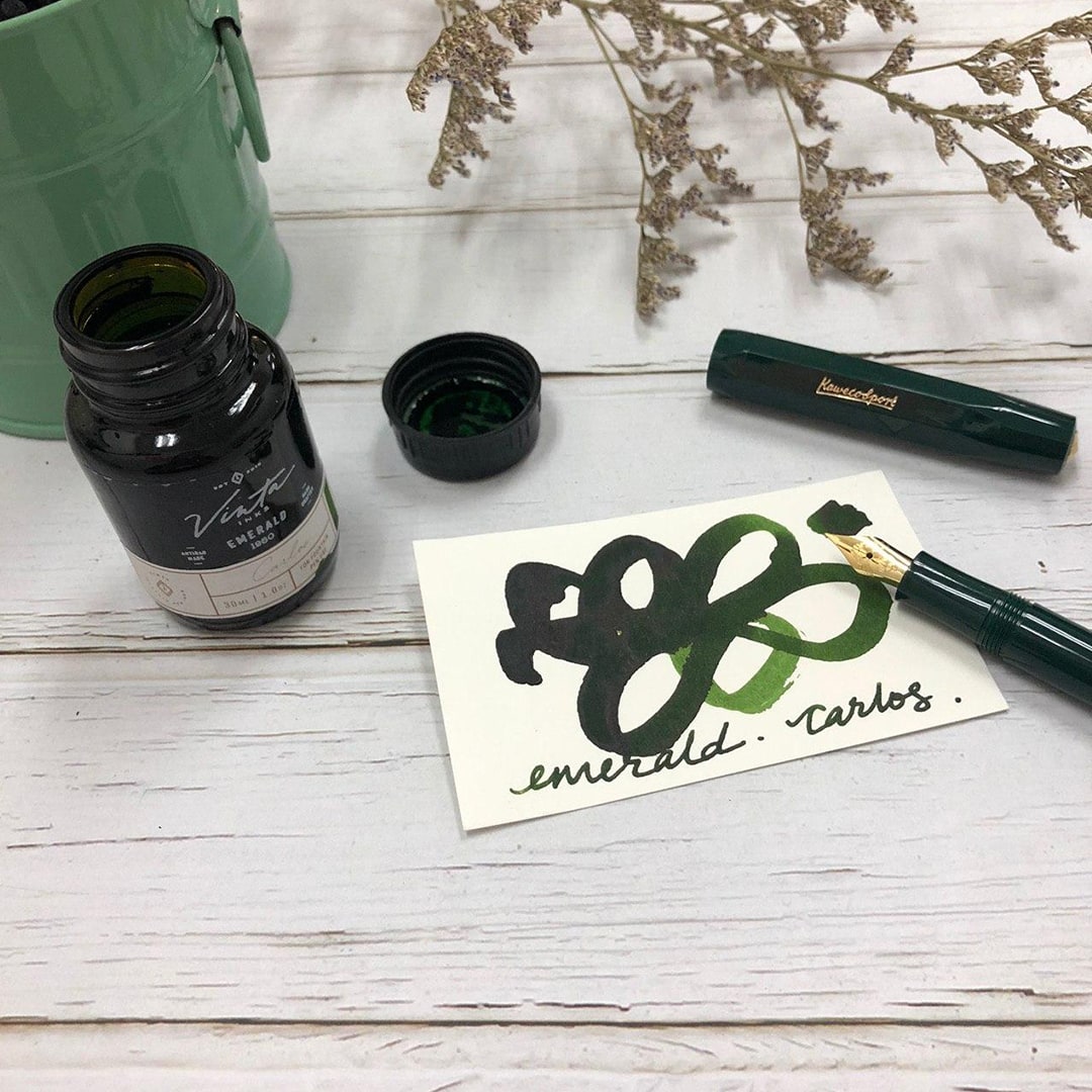 Vinta Inks 30ml Ink Bottle Emerald (Carlos 1960) — bottle at angle